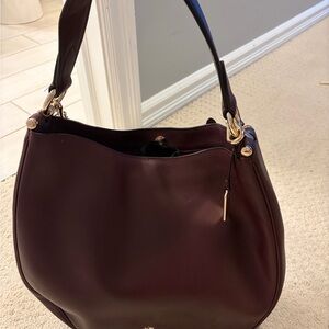 Coach Burgundy Hobo Bag with Gold Accents